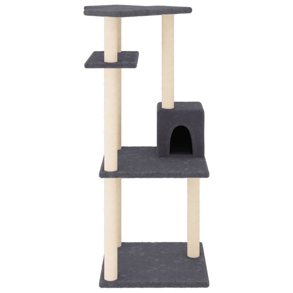 Albero per Gatti con Tiragraffi in Sisal Grigio Scuro 123 cm — miniatura 3 di 6