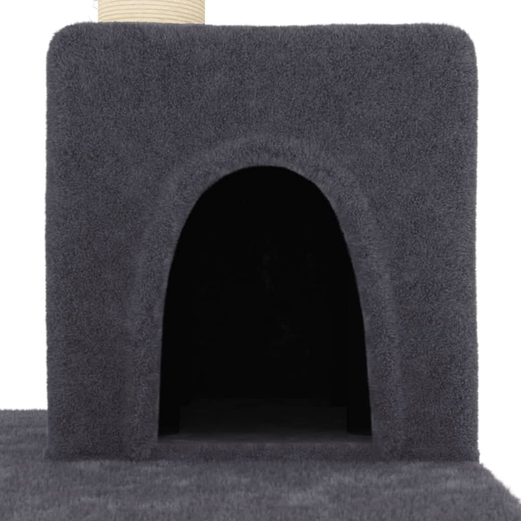 Albero per Gatti con Tiragraffi in Sisal Grigio Scuro 123 cm — miniatura 5 di 6