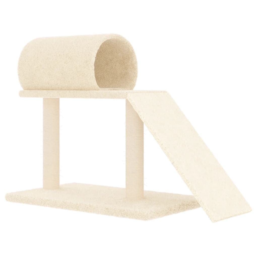 Pali Tiragraffi per Gatti con Tunnel e Scaletta Crema 55,5 cm — miniatura 2 di 6
