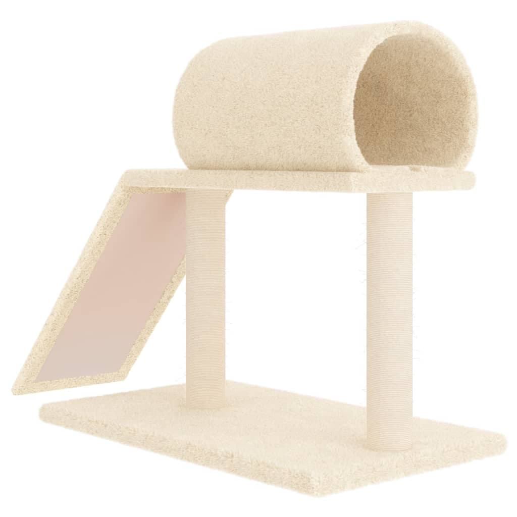 Pali Tiragraffi per Gatti con Tunnel e Scaletta Crema 55,5 cm — miniatura 4 di 6