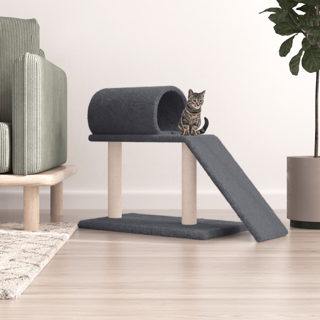 Pali Tiragraffi Gatti Tunnel e Scaletta Grigio Scuro 55,5 cm — miniatura 1 di 6