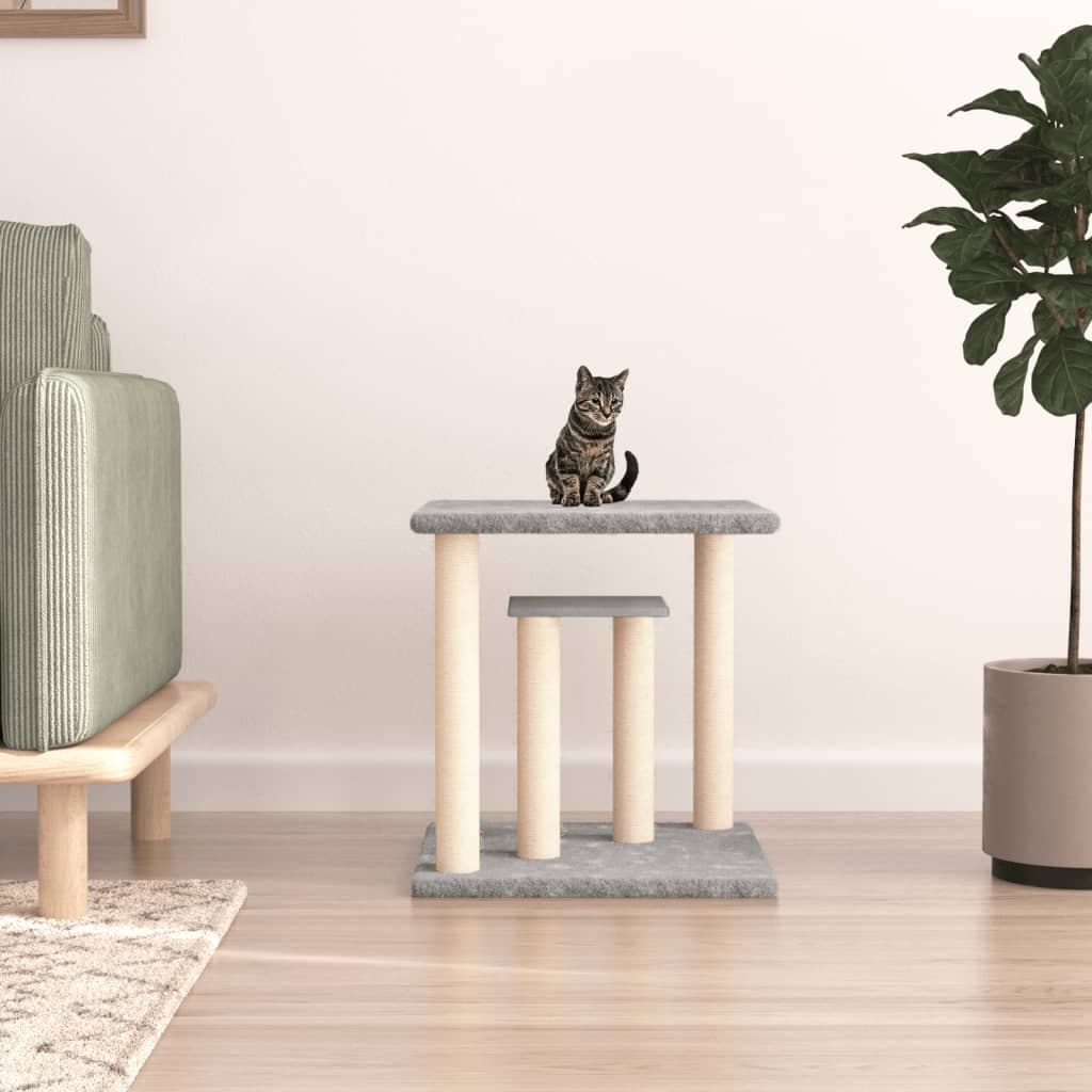 Pali Tiragraffi per Gatti con Piattaforme Grigio Chiaro 50 cm — miniatura 1 di 5
