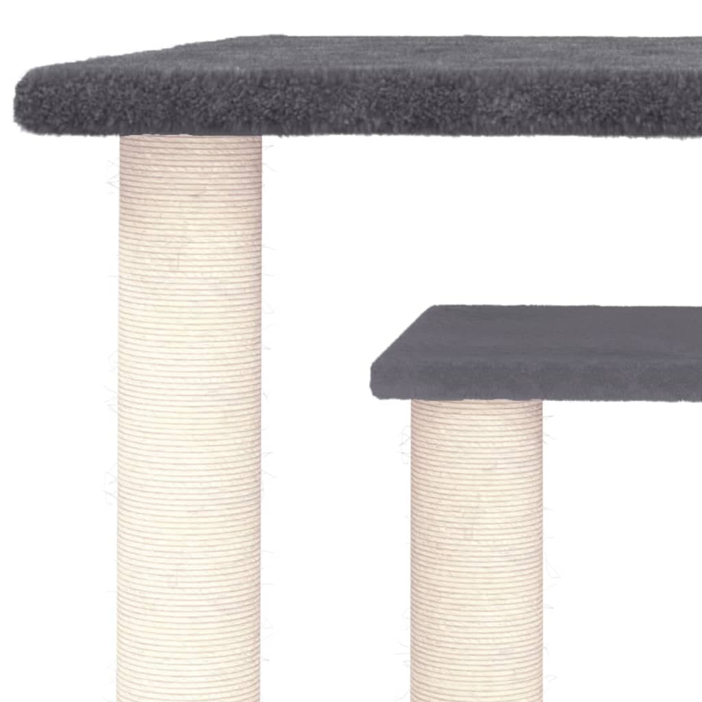 Pali Tiragraffi per Gatti con Piattaforme Grigio Scuro 50 cm — miniatura 4 di 5