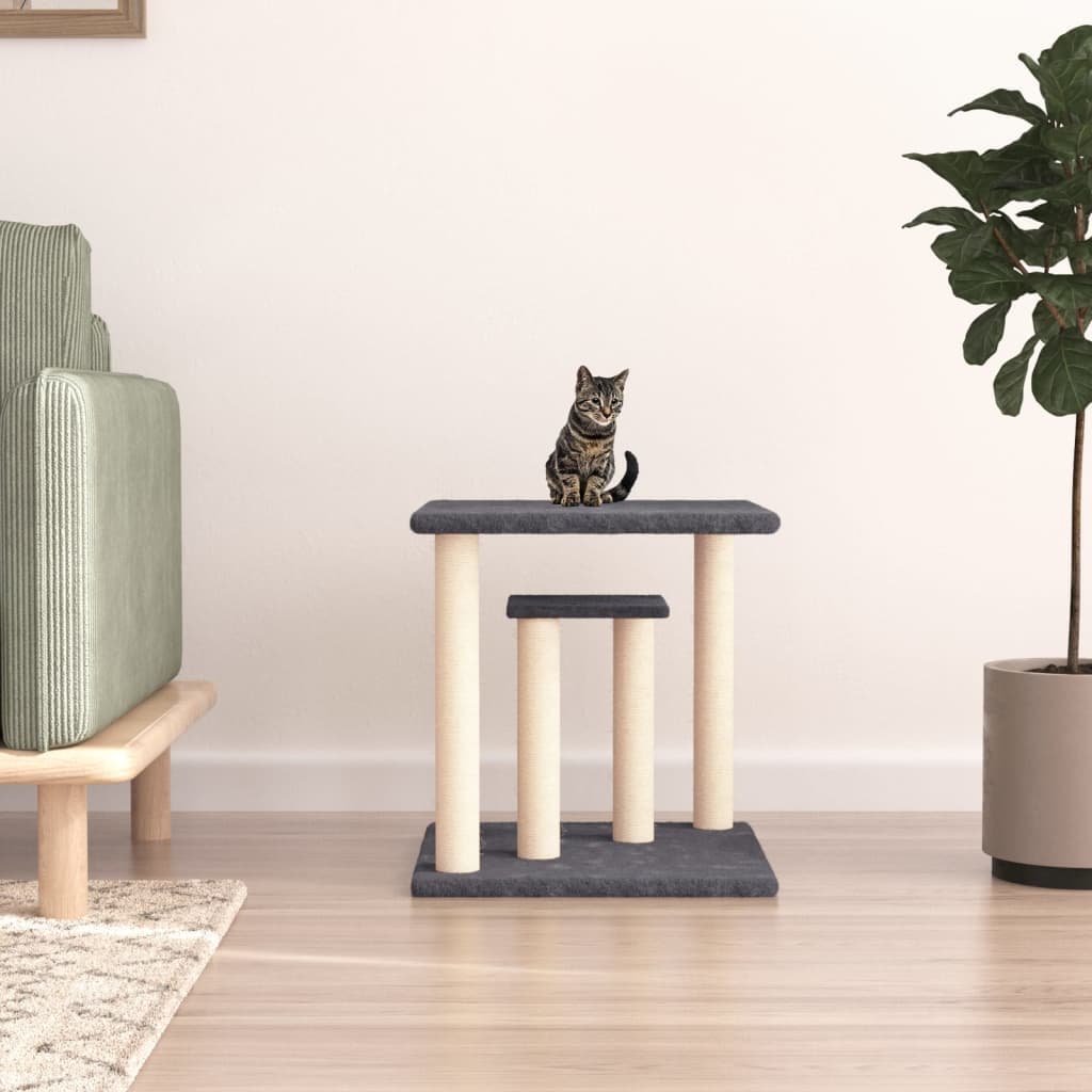 Pali Tiragraffi per Gatti con Piattaforme Grigio Scuro 50 cm — miniatura 1 di 5