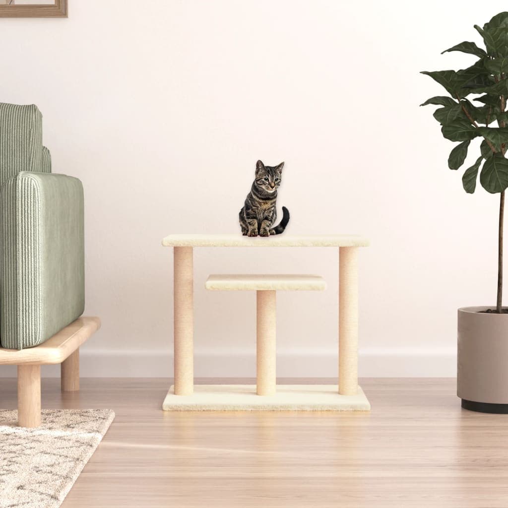 Pali Tiragraffi per Gatti con Piattaforme Crema 62,5 cm — miniatura 1 di 5