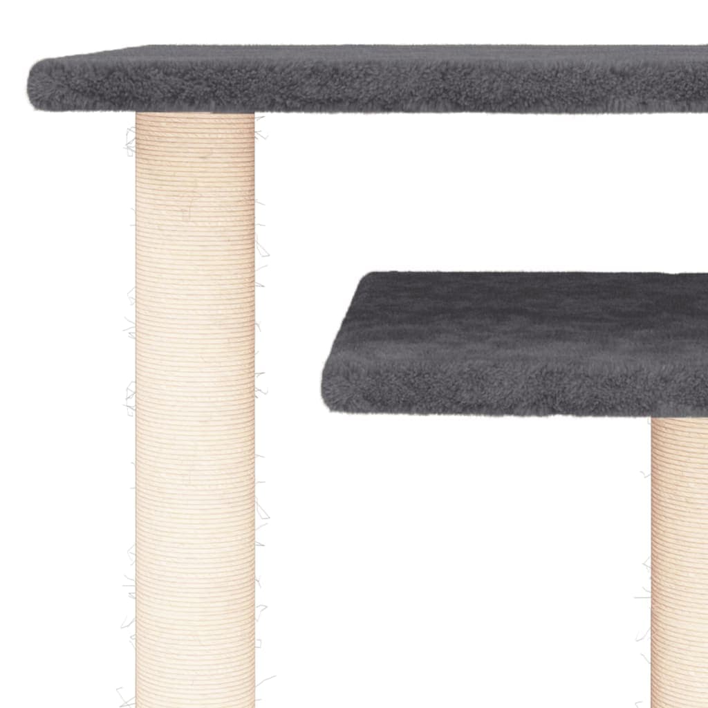 Pali Tiragraffi per Gatti con Piattaforme Grigio Scuro 62,5 cm — miniatura 4 di 5