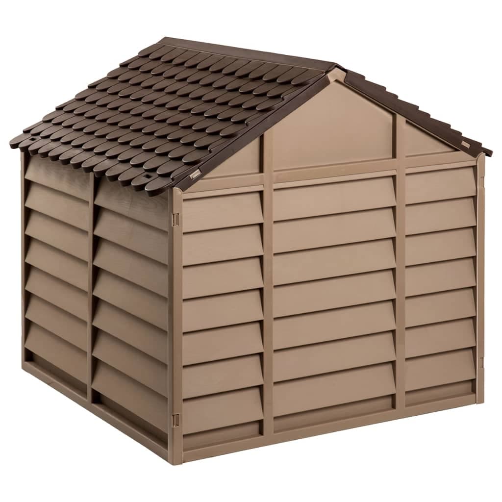 Casetta per Cani Marrone 86x84x82 cm in Polipropilene — foto 4 di 7