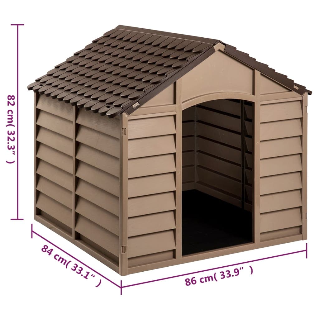 Casetta per Cani Marrone 86x84x82 cm in Polipropilene — foto 7 di 7