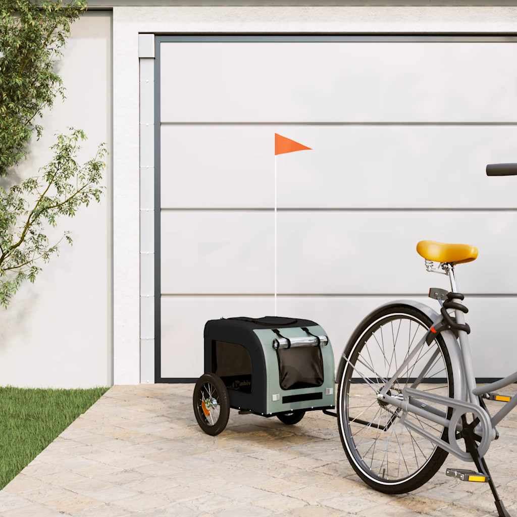 Rimorchio da Bici per Animali Grigio e Nero Oxford e Ferro — miniatura 1 di 12