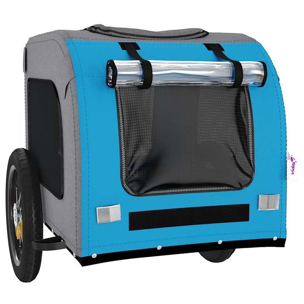 Rimorchio da Bici per Animali Blu e Grigio Oxford e Ferro — miniatura 4 di 12