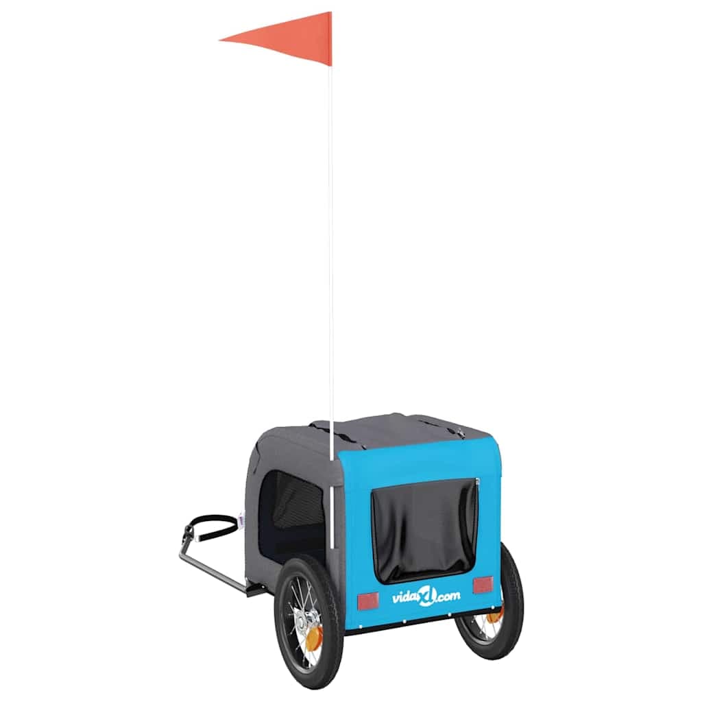 Rimorchio da Bici per Animali Blu e Grigio Oxford e Ferro — miniatura 7 di 12