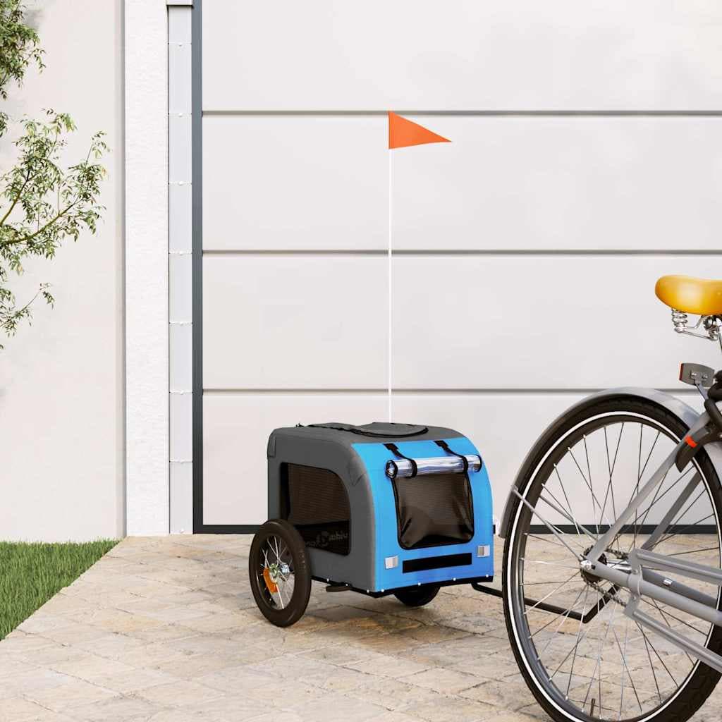 Rimorchio da Bici per Animali Blu e Grigio Oxford e Ferro — miniatura 1 di 12