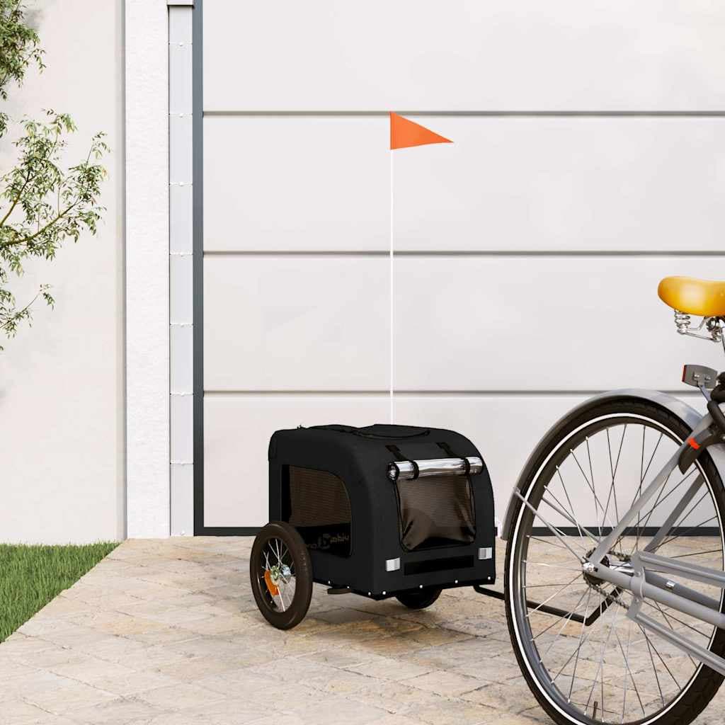 Rimorchio da Bici per Animali Nero Oxford e Ferro — miniatura 1 di 12