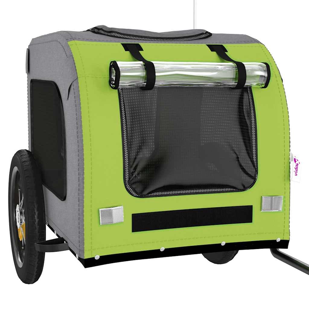 Rimorchio da Bici per Animali Verde e Grigio Oxford e Ferro — miniatura 4 di 12