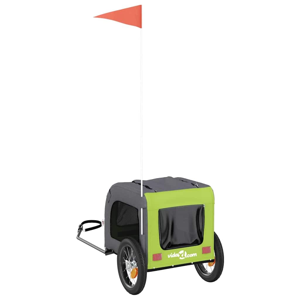 Rimorchio da Bici per Animali Verde e Grigio Oxford e Ferro — miniatura 7 di 12