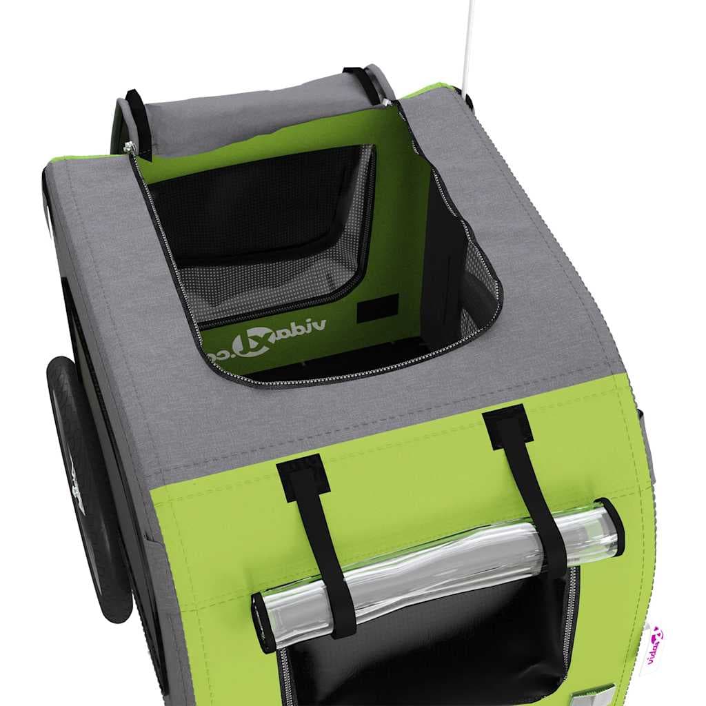 Rimorchio da Bici per Animali Verde e Grigio Oxford e Ferro — miniatura 9 di 12