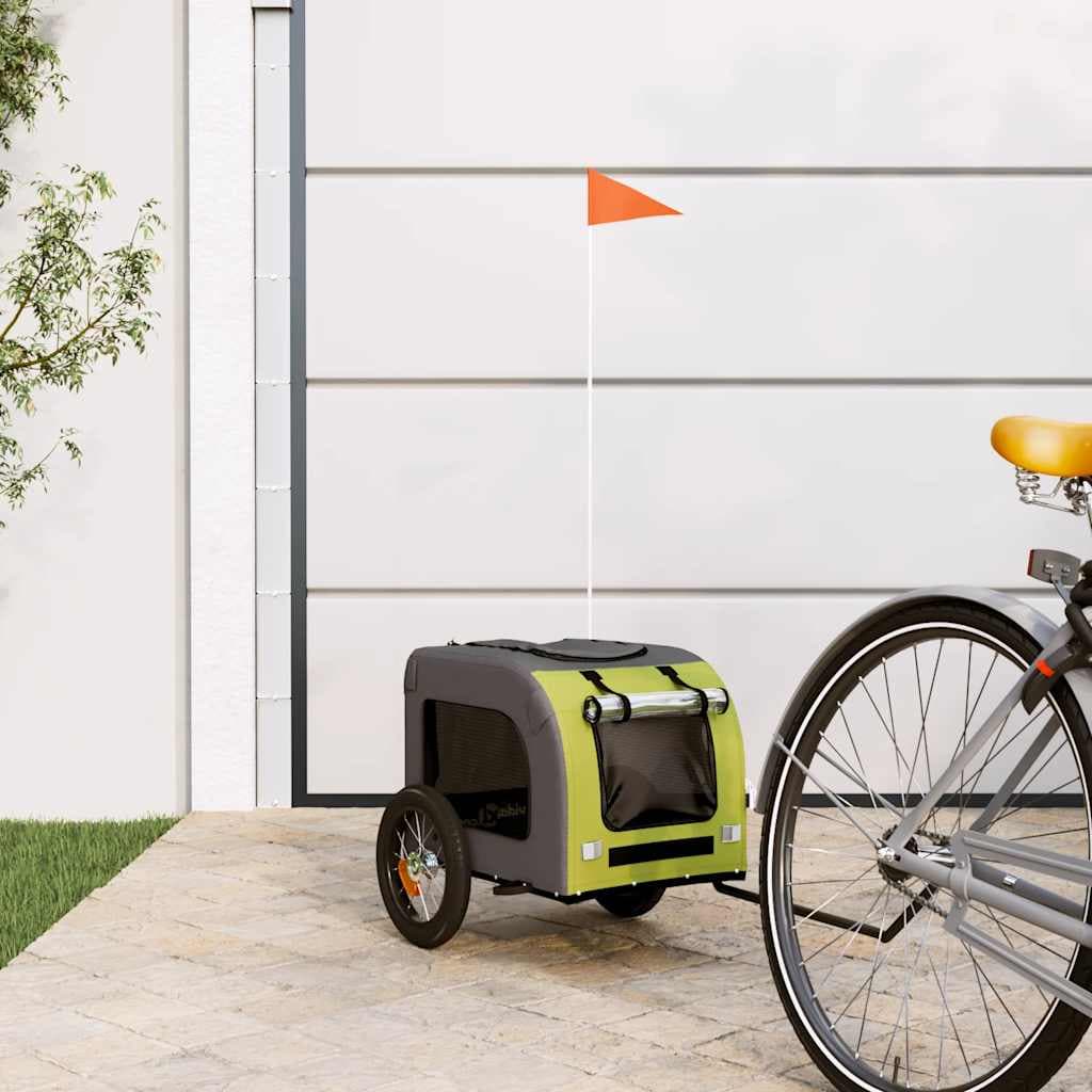Rimorchio da Bici per Animali Verde e Grigio Oxford e Ferro — miniatura 1 di 12