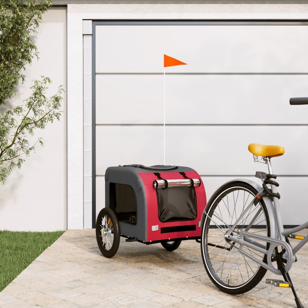Rimorchio da Bici per Animali Rosso e Grigio Oxford e Ferro — miniatura 1 di 12