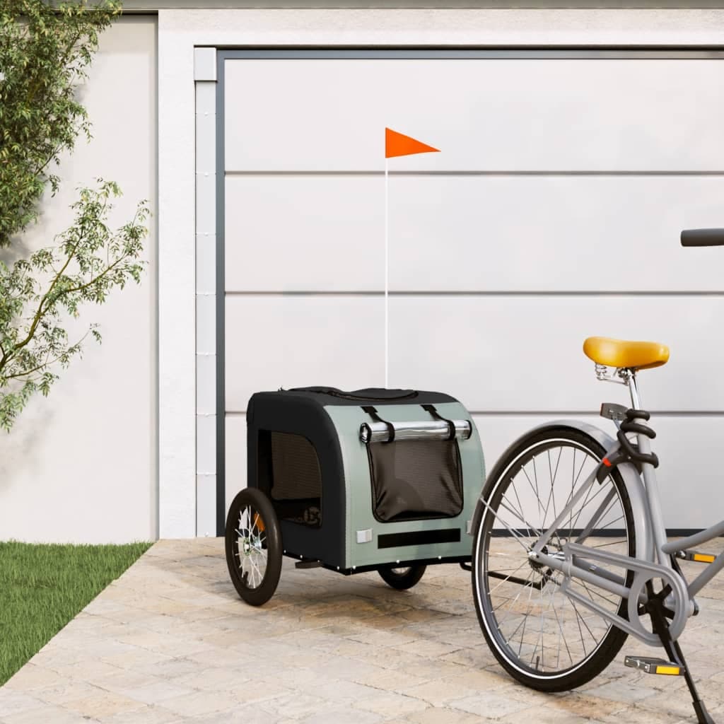 Rimorchio da Bici per Animali Nero e Grigio Oxford e Ferro — miniatura 1 di 12