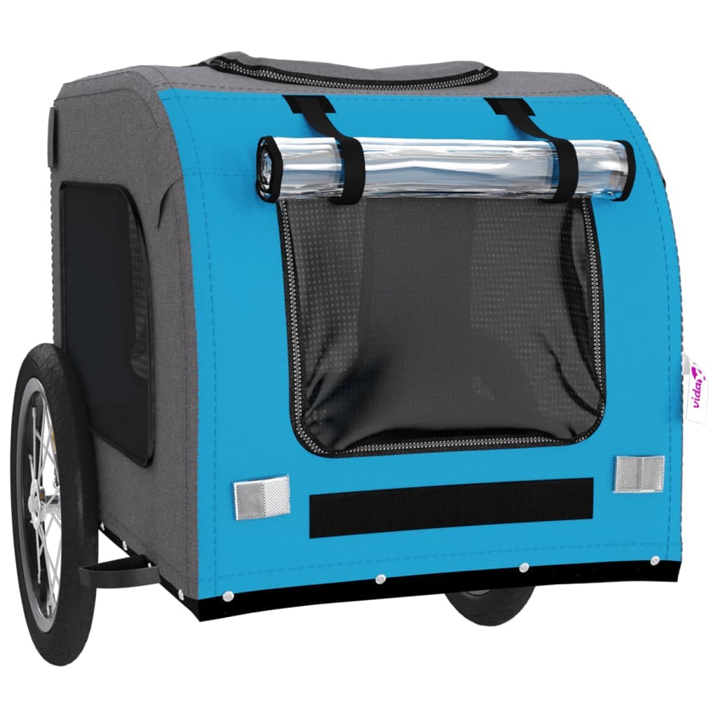 Rimorchio da Bici per Animali Blu e Grigio Oxford e Ferro — miniatura 4 di 12