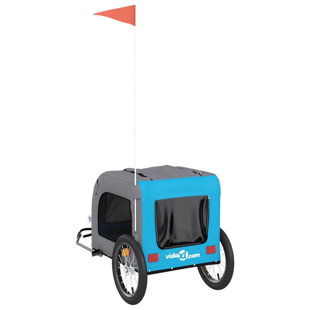 Rimorchio da Bici per Animali Blu e Grigio Oxford e Ferro — miniatura 7 di 12