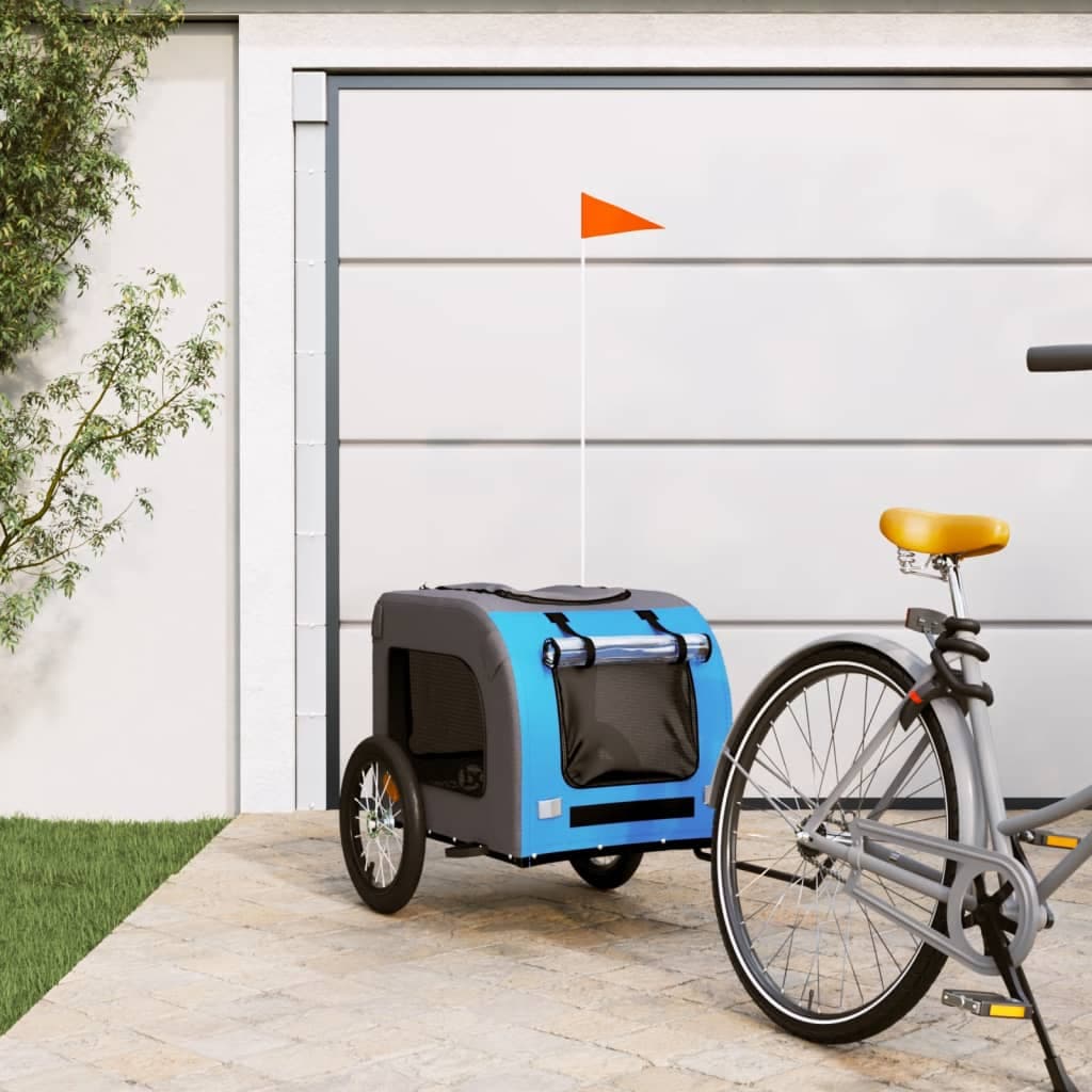 Rimorchio da Bici per Animali Blu e Grigio Oxford e Ferro — miniatura 1 di 12