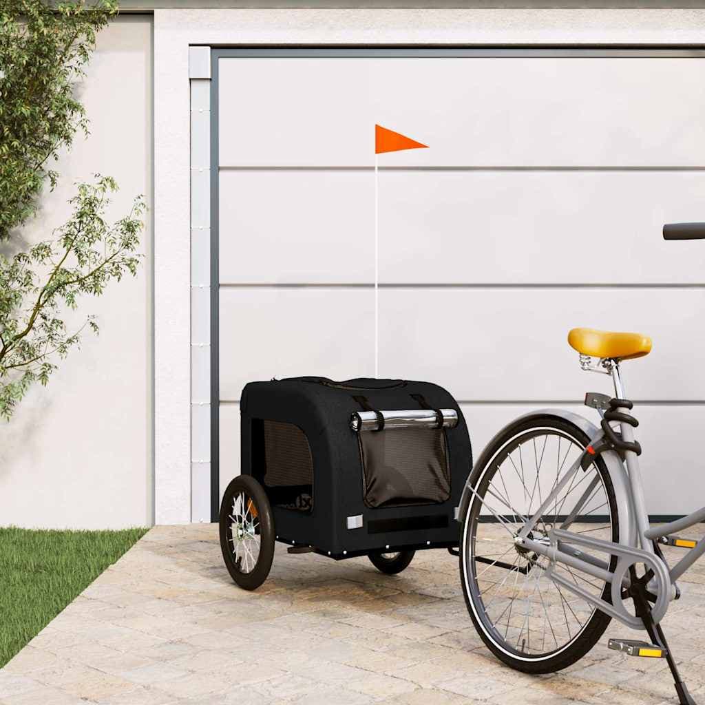 Rimorchio da Bici per Animali Nero Oxford e Ferro — miniatura 1 di 12
