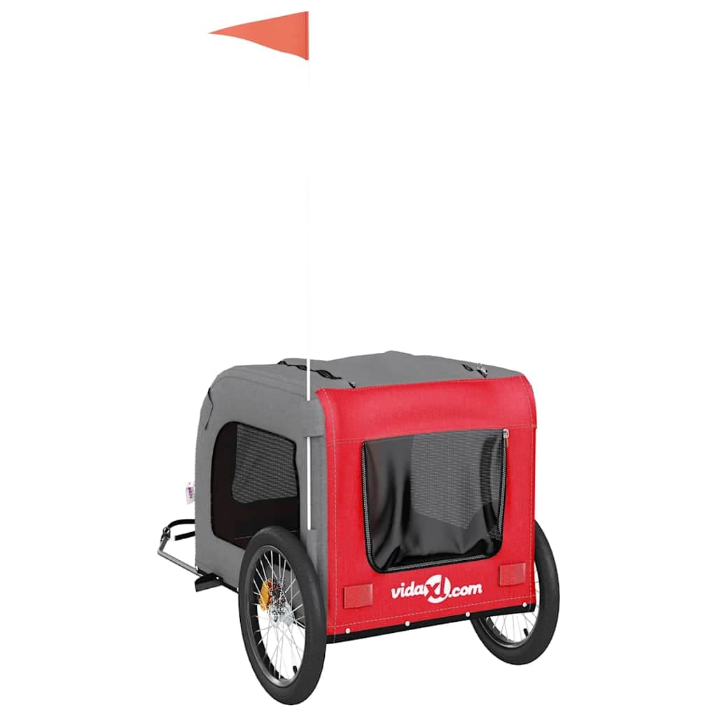 Rimorchio da Bici per Animali Rosso e Grigio Oxford e Ferro — miniatura 7 di 12