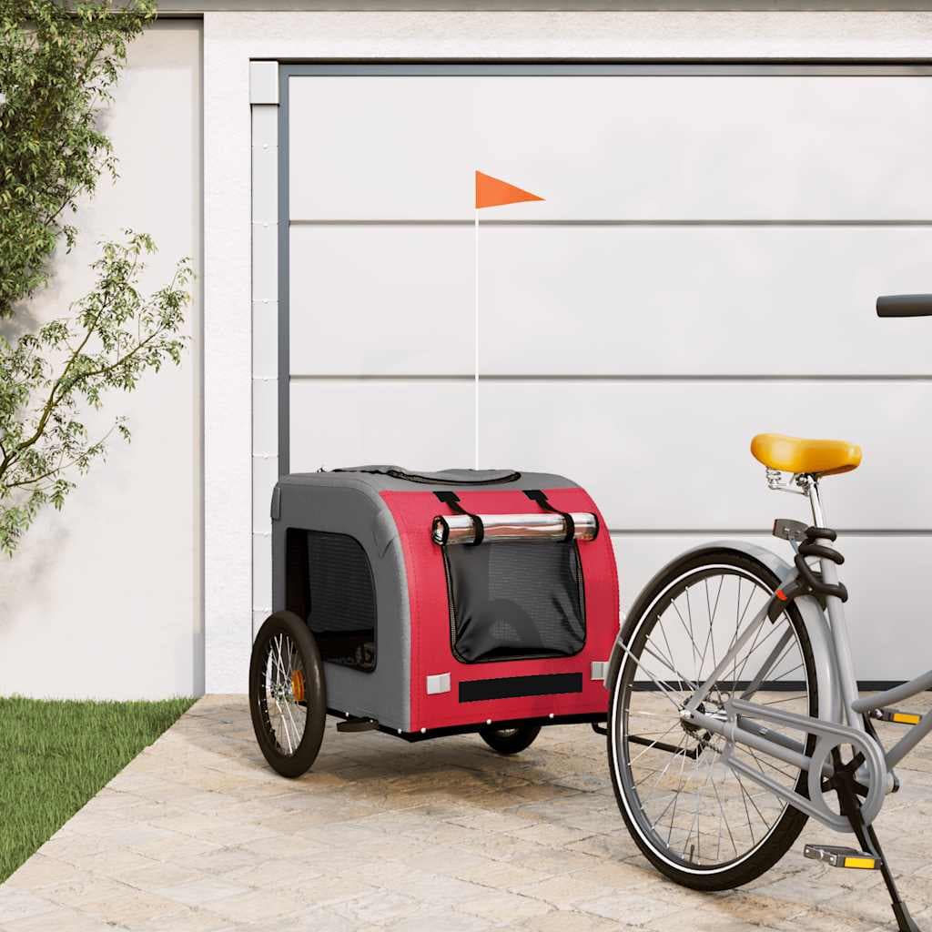 Rimorchio da Bici per Animali Rosso e Grigio Oxford e Ferro — miniatura 1 di 12