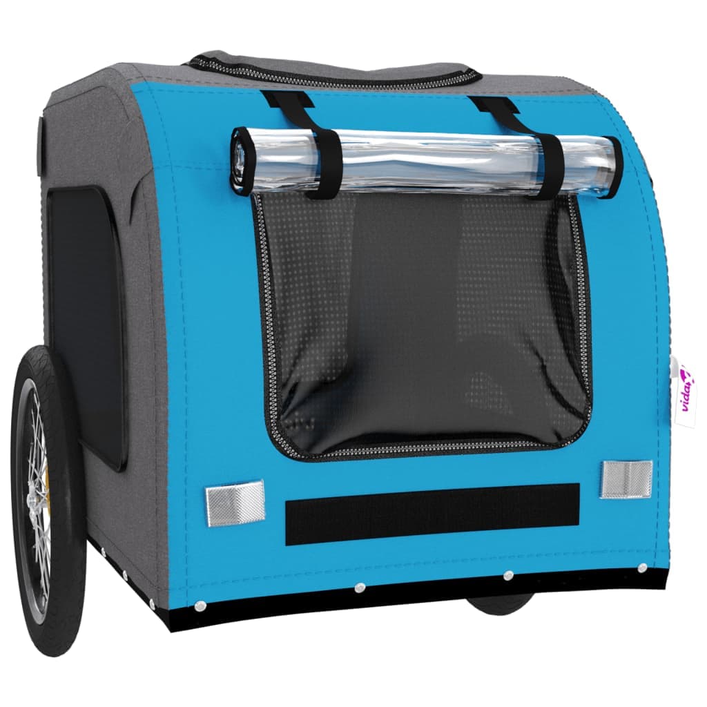 Rimorchio da Bici per Animali Blu e Grigio Oxford e Ferro — miniatura 4 di 12