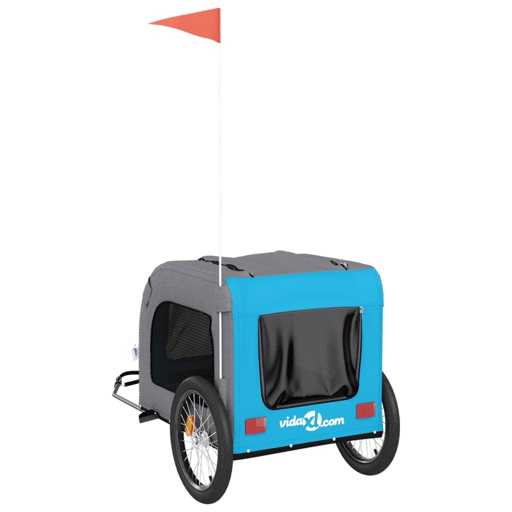 Rimorchio da Bici per Animali Blu e Grigio Oxford e Ferro — miniatura 7 di 12