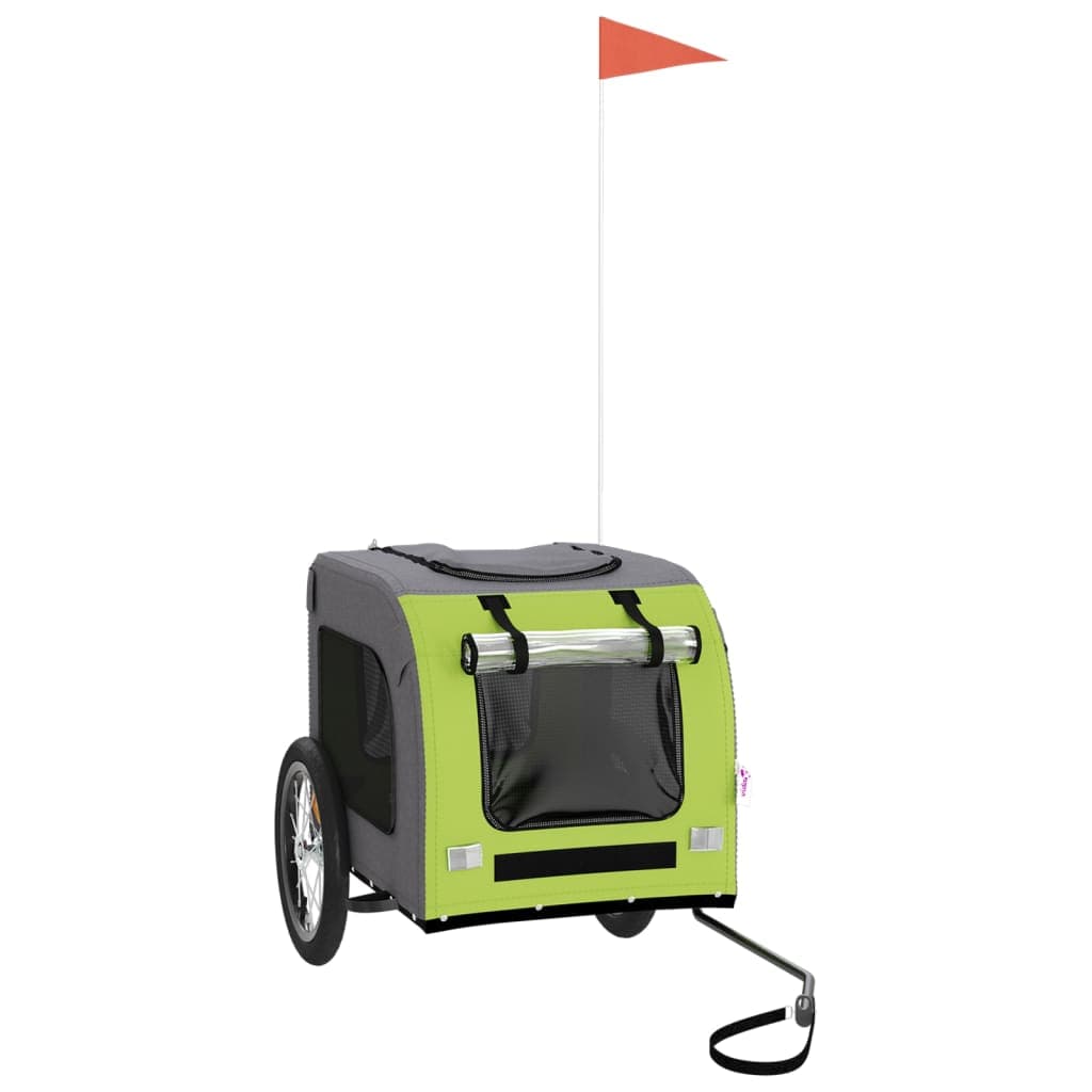 Rimorchio da Bici per Animali Verde e Grigio Oxford e Ferro — miniatura 2 di 12