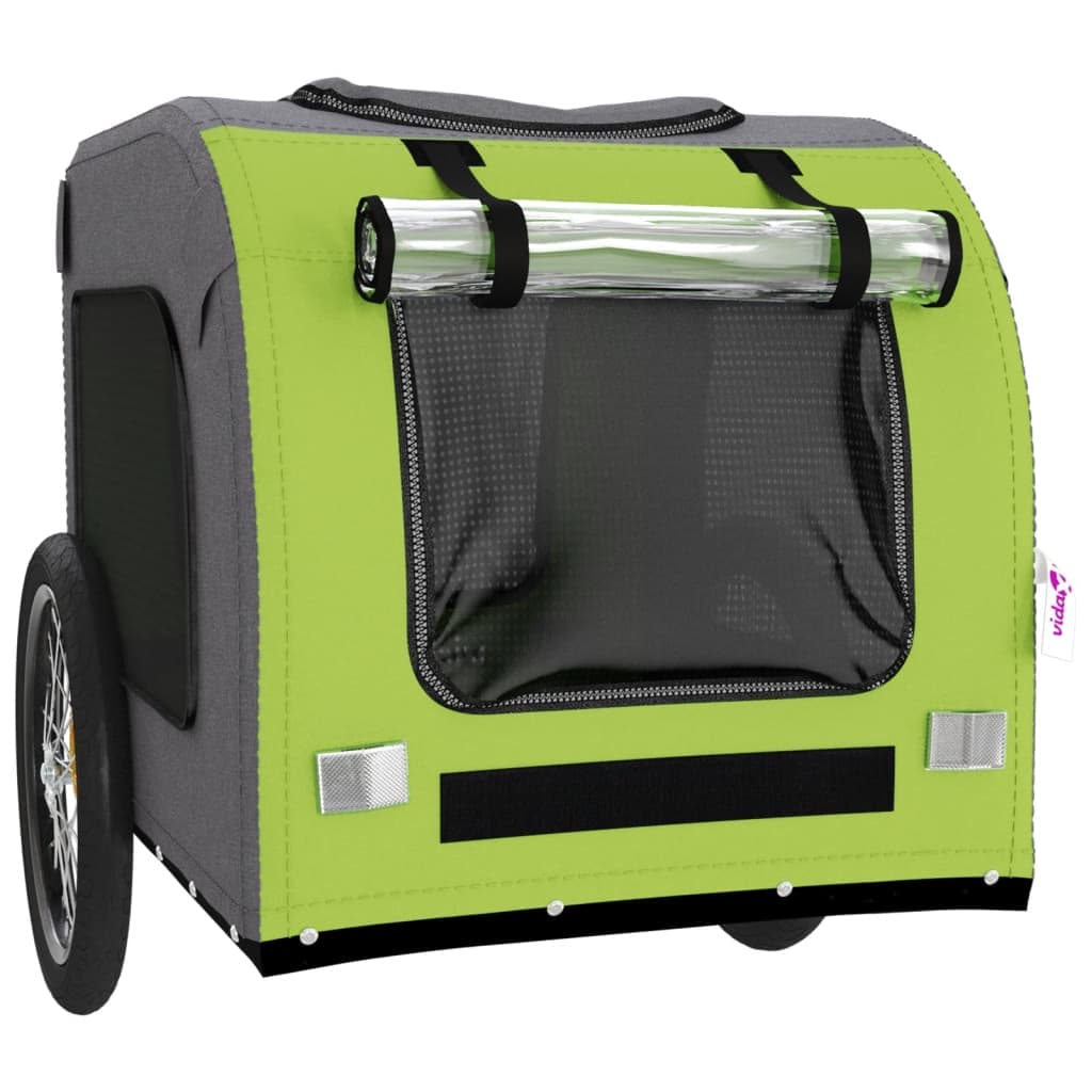Rimorchio da Bici per Animali Verde e Grigio Oxford e Ferro — miniatura 4 di 12