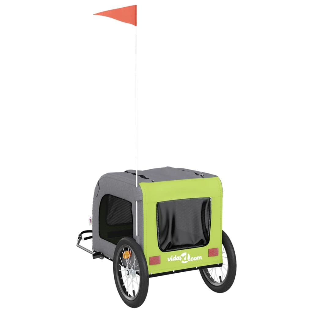 Rimorchio da Bici per Animali Verde e Grigio Oxford e Ferro — miniatura 7 di 12