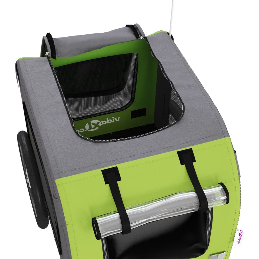 Rimorchio da Bici per Animali Verde e Grigio Oxford e Ferro — miniatura 10 di 12