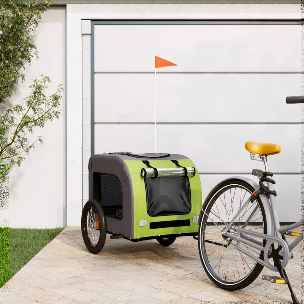 Rimorchio da Bici per Animali Verde e Grigio Oxford e Ferro — miniatura 1 di 12