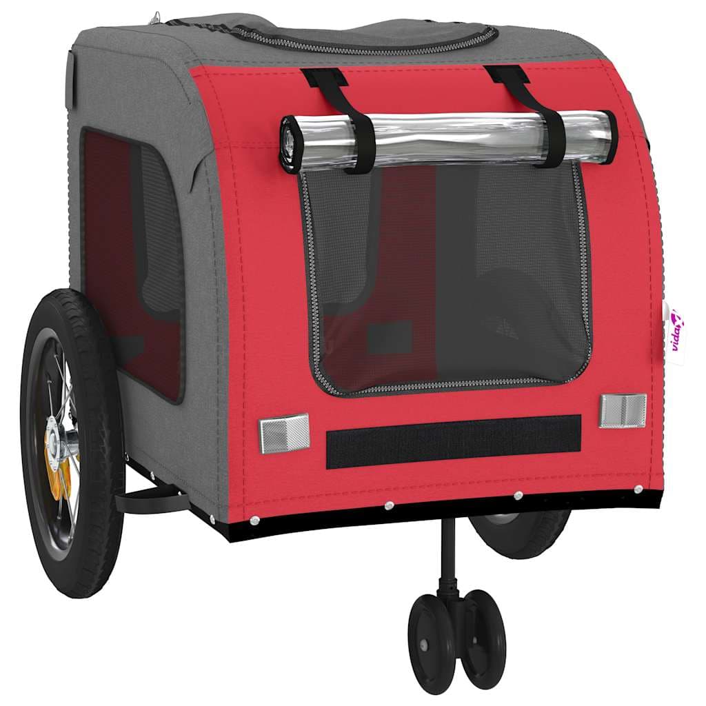 Rimorchio per bicicletta per animali domestici Rosso e Grigio — miniatura 8 di 10