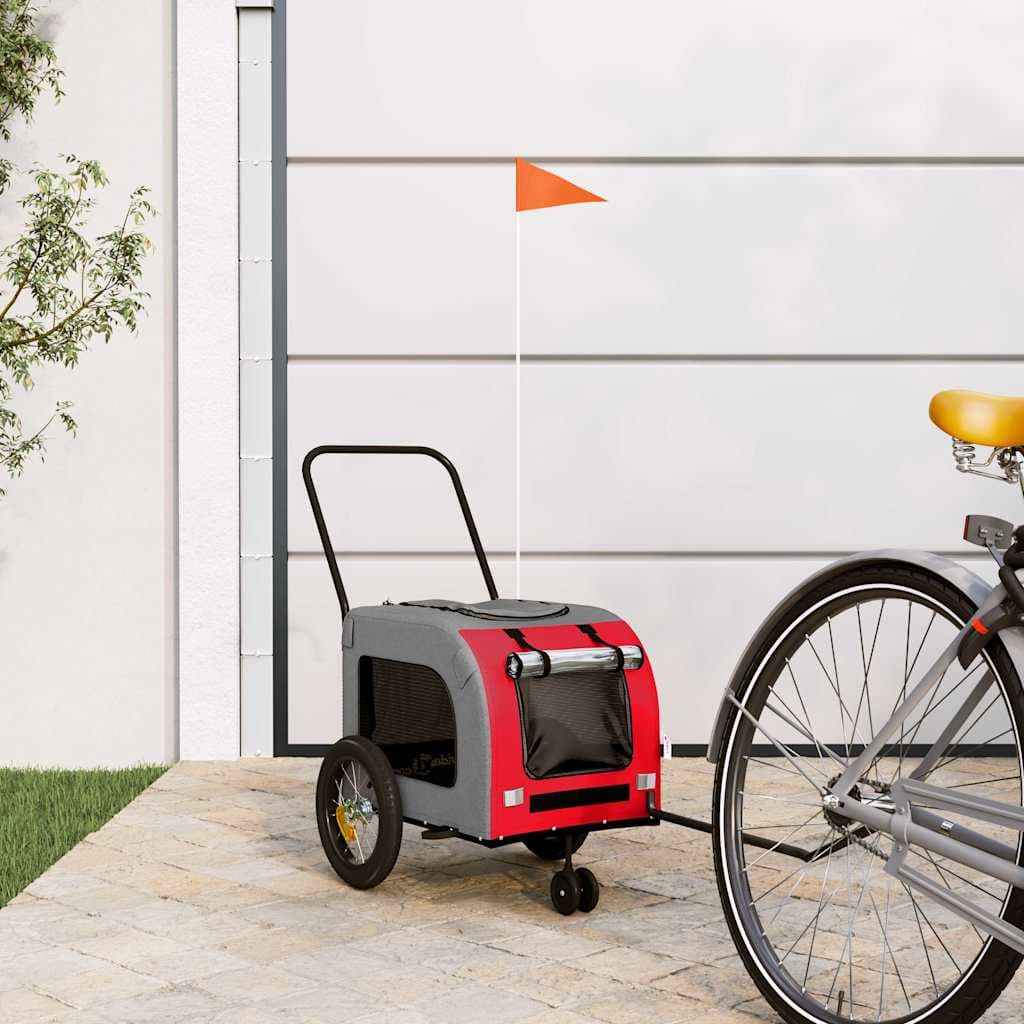 Rimorchio per bicicletta per animali domestici Rosso e Grigio — miniatura 1 di 10