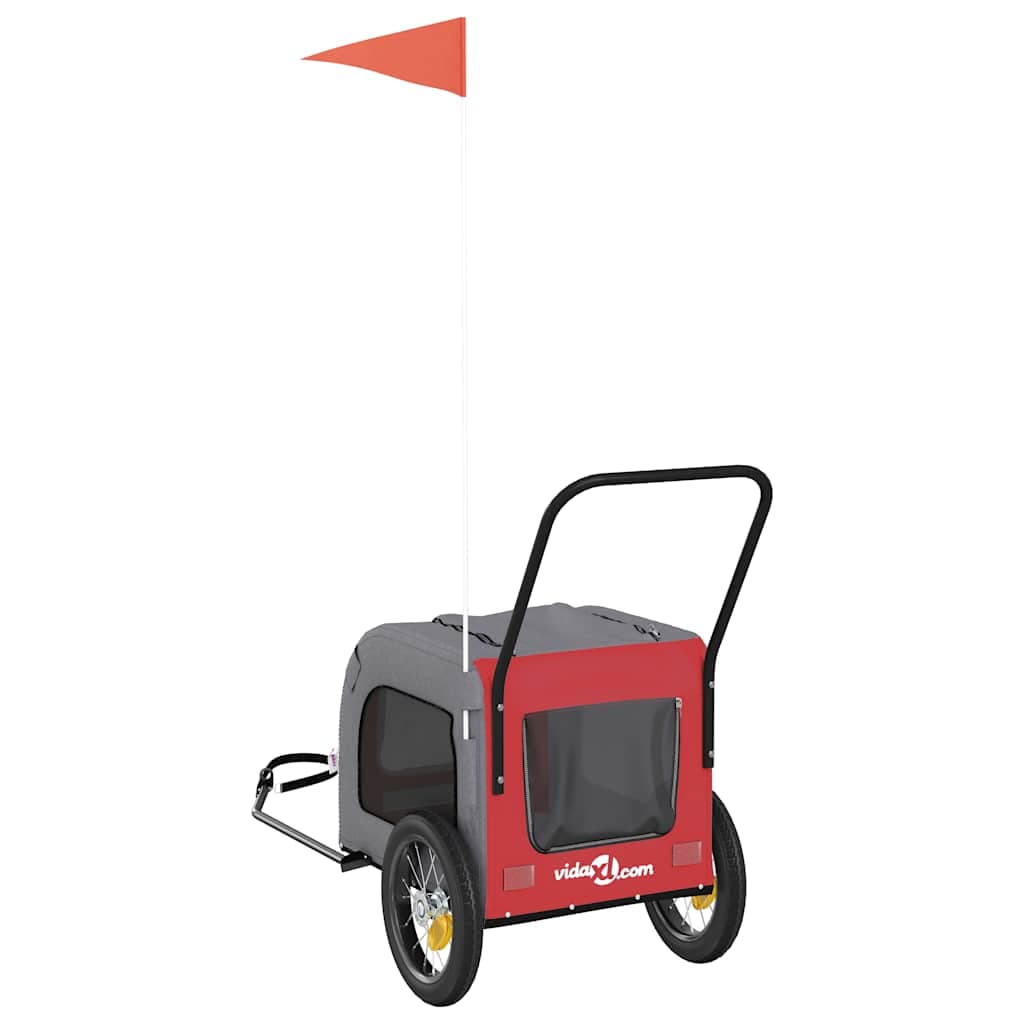 Rimorchio per bicicletta per animali domestici Rosso e Grigio — miniatura 5 di 10