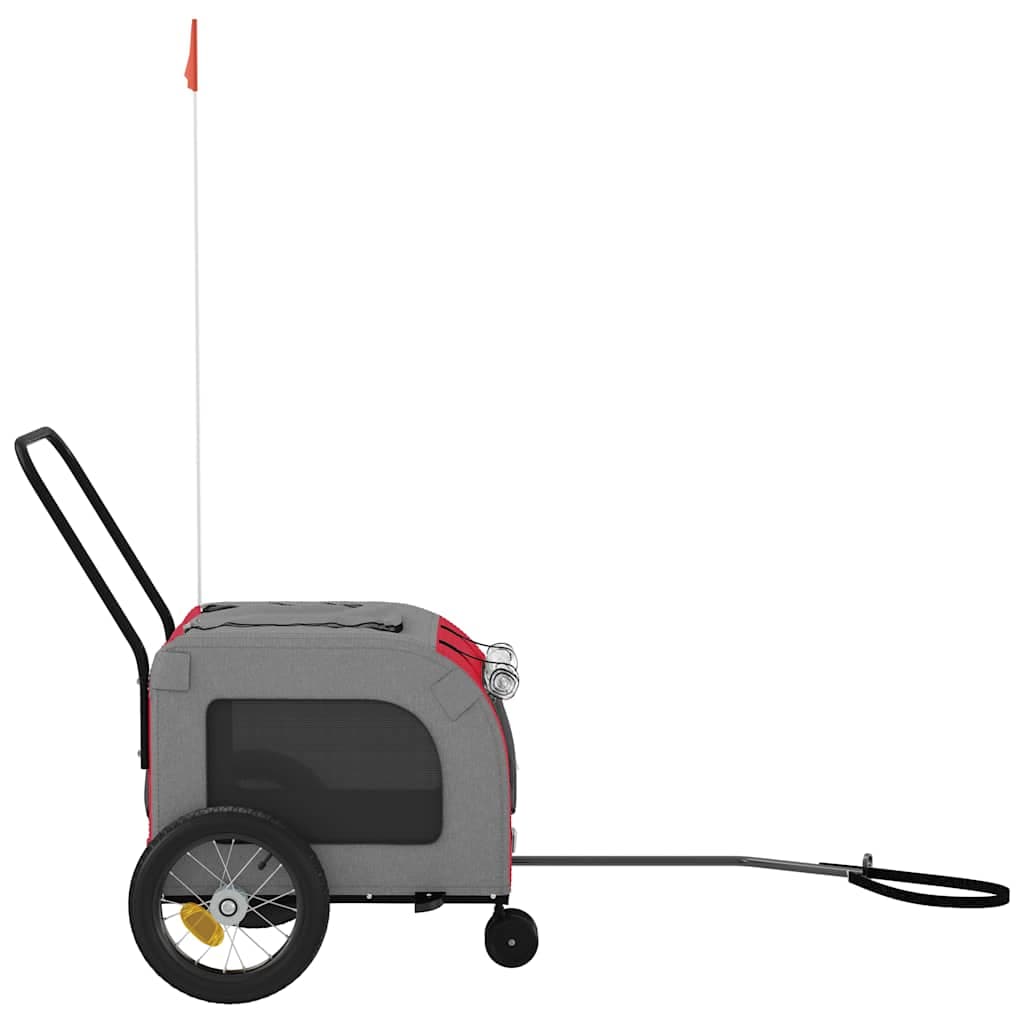 Rimorchio per bicicletta per animali domestici Rosso e Grigio — miniatura 4 di 10