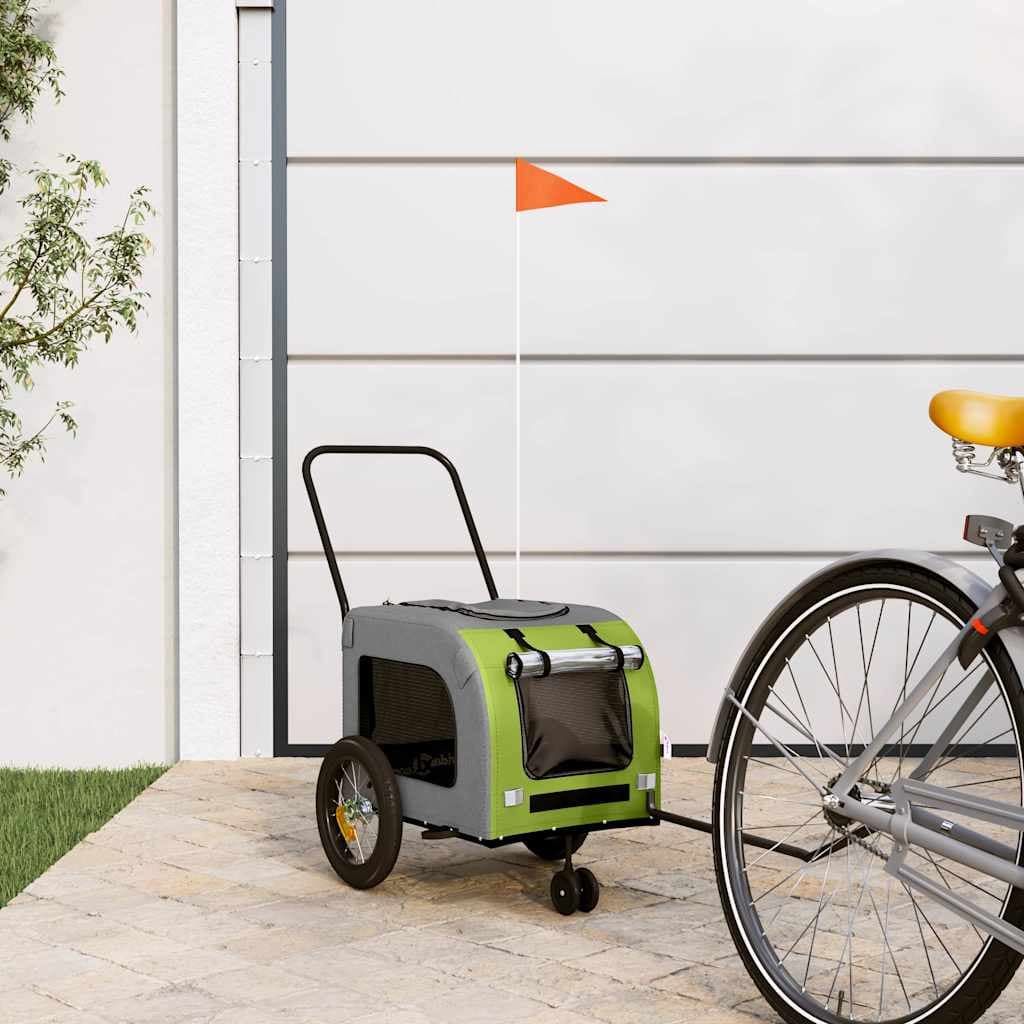 Rimorchio per bicicletta per animali domestici Verde e Grigio — miniatura 1 di 10