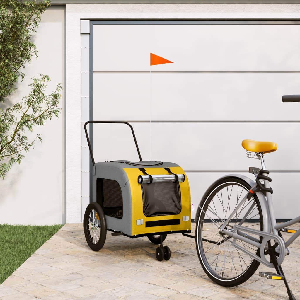 Rimorchio da Bici per Animali Giallo e Grigio Oxford e Ferro — miniatura 1 di 12