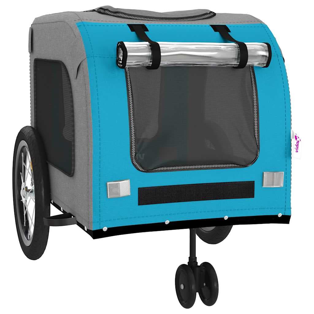 Rimorchio da Bici per Animali Blu e Grigio Oxford e Ferro — miniatura 4 di 12