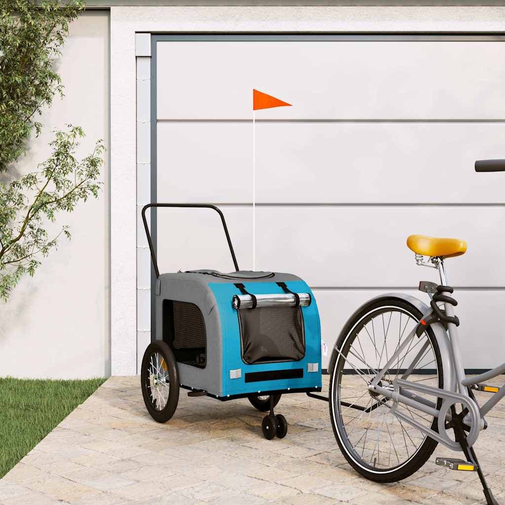 Rimorchio da Bici per Animali Blu e Grigio Oxford e Ferro — miniatura 1 di 12