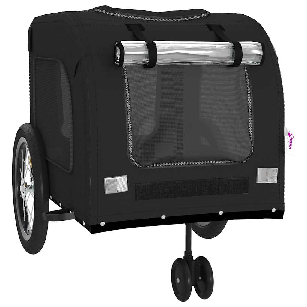 Rimorchio da Bici per Animali Nero Oxford e Ferro — miniatura 4 di 12