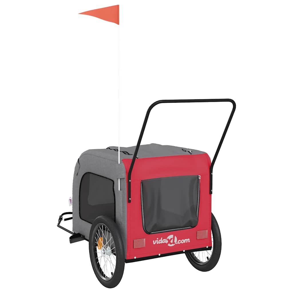 Rimorchio da Bici per Animali Rosso e Grigio Oxford e Ferro — miniatura 7 di 12