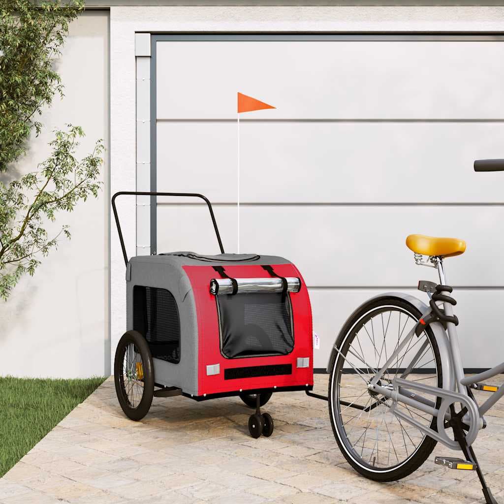 Rimorchio da Bici per Animali Rosso e Grigio Oxford e Ferro — miniatura 1 di 12