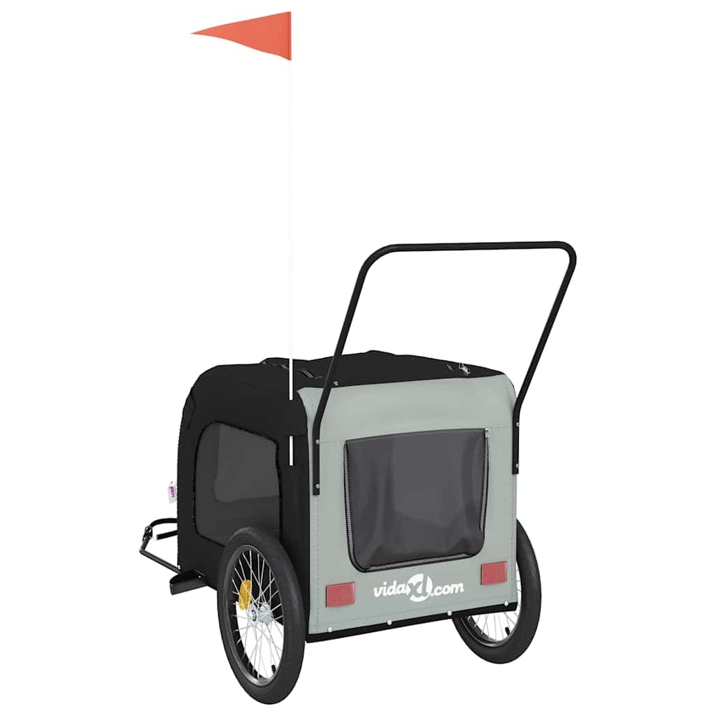 Rimorchio da Bici per Animali Nero e Grigio Oxford e Ferro — miniatura 7 di 12