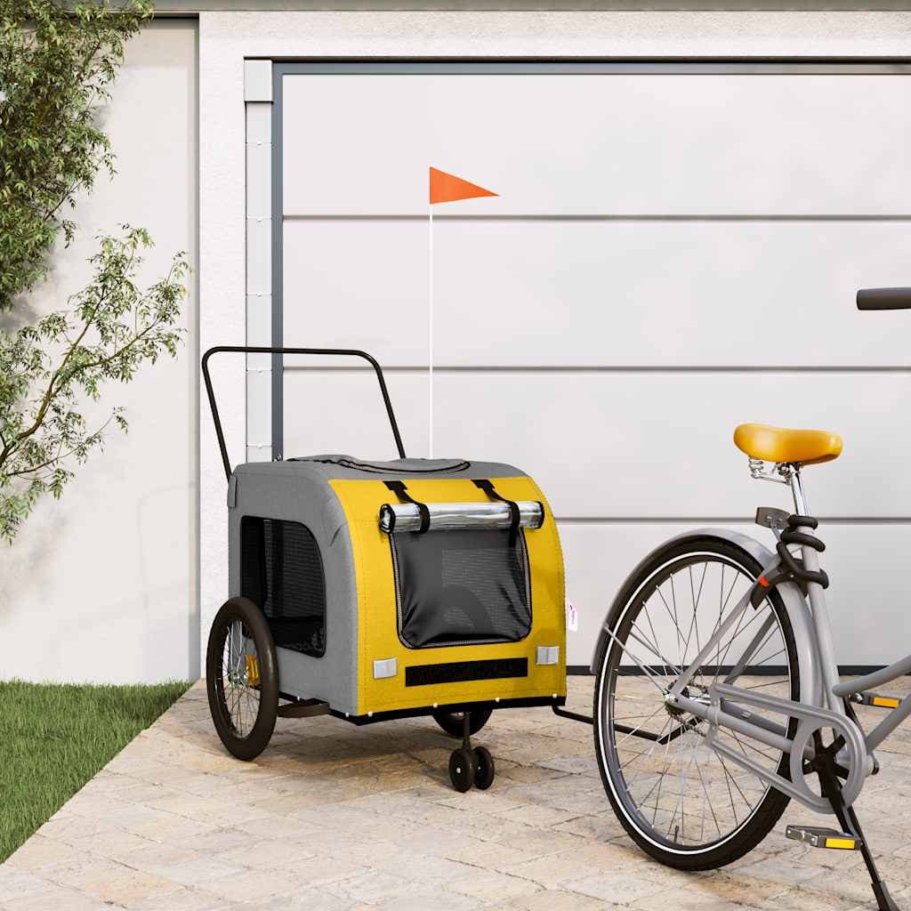Rimorchio da Bici per Animali Giallo e Grigio Oxford e Ferro — miniatura 1 di 12