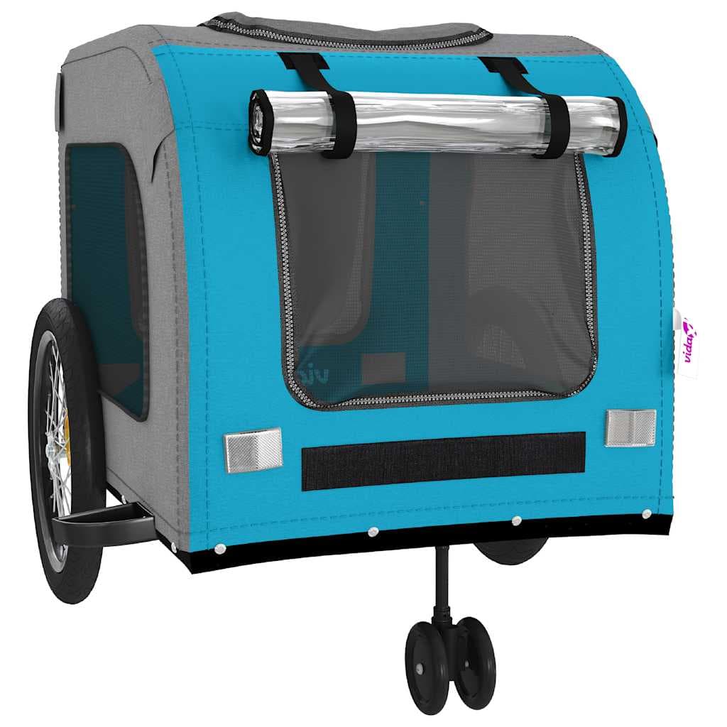 Rimorchio da Bici per Animali Blu e Grigio Oxford e Ferro — miniatura 4 di 12